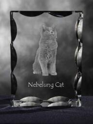 Nebelung , Cubic Crystal With Cat, Souvenir, Decoration, Limited Edition, Collection - thumbnail 1