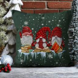 Christmas Gnomes Cushion Cover/New Year Gift Wrap Pillow Cover/Red Green New Case/Snowman Cover/Christmas Decoration - thumbnail 2