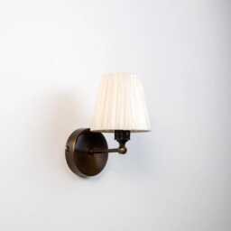 Elegant Mid-Century Modern Wall Sconce With Pleated Shade, Small Minimalist Vanity Light, Vintage Hallway Lamp - thumbnail 2