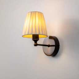 Elegant Mid-Century Modern Wall Sconce With Pleated Shade, Small Minimalist Vanity Light, Vintage Hallway Lamp - thumbnail 3