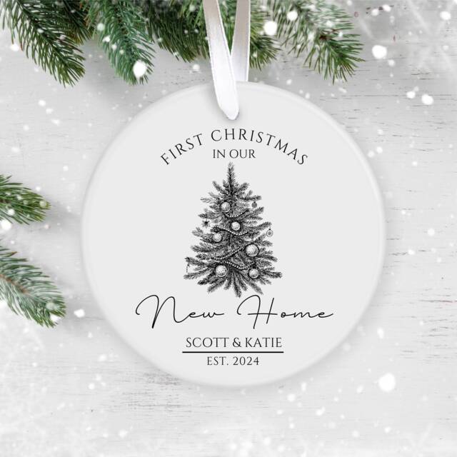 Personalised First Christmas in Our New Home Bauble, Couple Keepsake, Home, Ornament, Housewarming - image 1