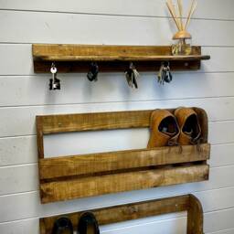 Hallway Shoe, Coat & Keys Complete Organising Set - Dark Oak - thumbnail 2