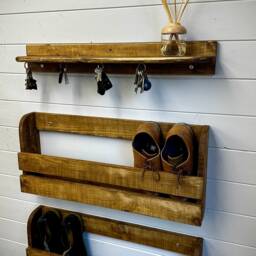 Hallway Shoe, Coat & Keys Complete Organising Set - Dark Oak - thumbnail 3