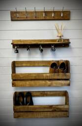 Hallway Shoe, Coat & Keys Complete Organising Set - Dark Oak