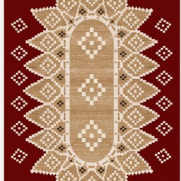 Traditional Medallion Chenille Rug Beige & Red Washable Carpet - thumbnail 2