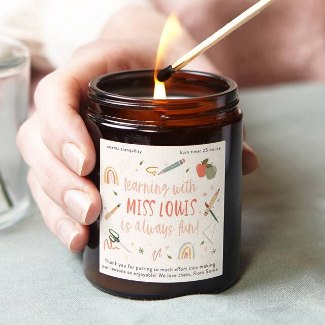 Personalized Teacher Gift Candle - Scented Soy Wax, Thank You - image 1