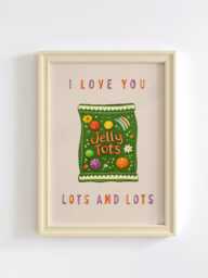 I Love You Lots Jelly Tots Print - Bright Children's Bedroom Art - thumbnail 1