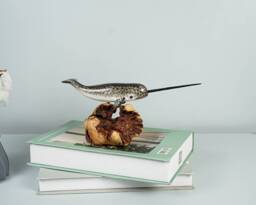 Wooden Narwhal Sculpture, Narwhale, Tusk, Arctic Animal, Art, Hand Carved, Personalized Figurine, Ocean, Living Room Decor, Gift For Him - thumbnail 1