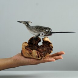 Wooden Narwhal Sculpture, Narwhale, Tusk, Arctic Animal, Art, Hand Carved, Personalized Figurine, Ocean, Living Room Decor, Gift For Him - thumbnail 4