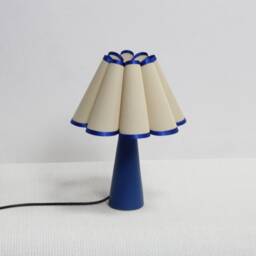 Handmade Khaki Fabric Table Lamp With Blue Trim