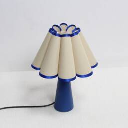 Handmade Khaki Fabric Table Lamp With Blue Trim - thumbnail 3