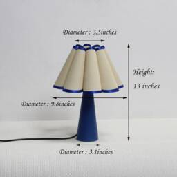 Handmade Khaki Fabric Table Lamp With Blue Trim - thumbnail 2