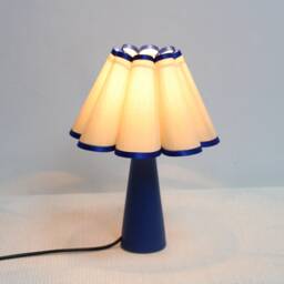 Handmade Khaki Fabric Table Lamp With Blue Trim - thumbnail 4