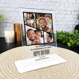 stepdad Birthday Gift Black Grid Photo Frame Personalised Acrylic Plaque - Gift, Custom - thumbnail 2