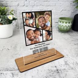 stepdad Birthday Gift Black Grid Photo Frame Personalised Acrylic Plaque - Gift, Custom - thumbnail 1