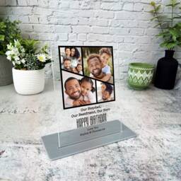 stepdad Birthday Gift Black Grid Photo Frame Personalised Acrylic Plaque - Gift, Custom - thumbnail 3