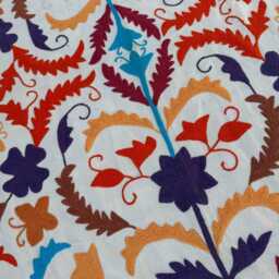 Handmade Cotton Suzani Quilt, Embroidered Floral Bedspread, Home Decor - thumbnail 3
