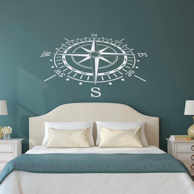 Nautical Compass Rose Wall Decal Coastal Home Decor, Mariner Travel Art C079 - image 1