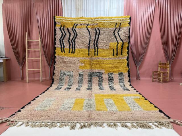 Large Handmade Wool Rug Moroccan Tribal Design, 7x13Ft - image 1