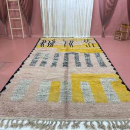 Large Handmade Wool Rug Moroccan Tribal Design, 7x13Ft - thumbnail 2