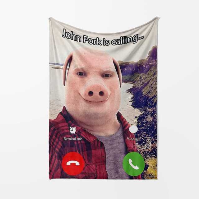 John Pork Blanket - Funny Meme Design Viral Character Fleece Throw Internet Trend Bedding Humorous Gift Idea For Fans - image 1