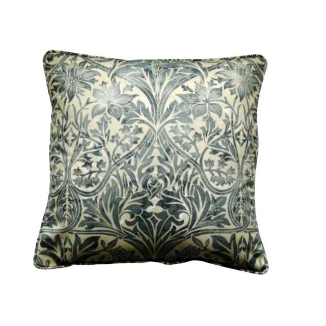 William Morris Bluebell Cushion Cover Teal & Beige Cotton Pillow - image 1