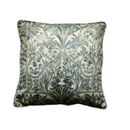 William Morris Bluebell Cushion Cover Teal & Beige Cotton Pillow - thumbnail 1
