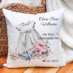 Personalised Christening Cushion Cover Linen Keepsake Baptism Gift - thumbnail 2