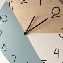 Geometric Wall Clock With Numbers Modern Art Minimalist Pastel Blue & White Mid Century Decor - thumbnail 3