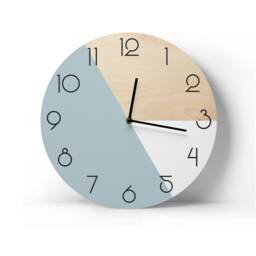 Geometric Wall Clock With Numbers Modern Art Minimalist Pastel Blue & White Mid Century Decor - thumbnail 2