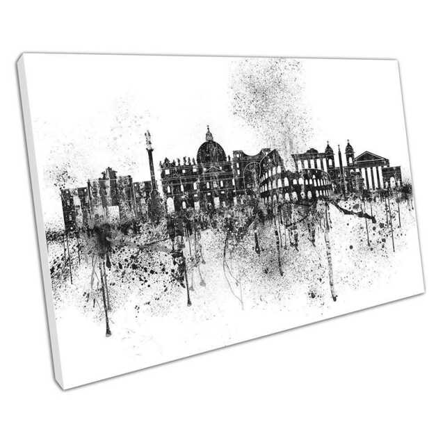 Black & White Rome Cityscape Wall Art Print Italian Landmark Spray Painting For Home Office Decor - image 1