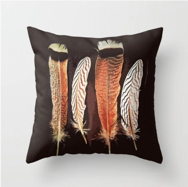 Boho Throw Pillow, Bohemian Decor, Feathers, Browns, Orange, Warm Colors, Soft, Great Festival Cushion 18 X