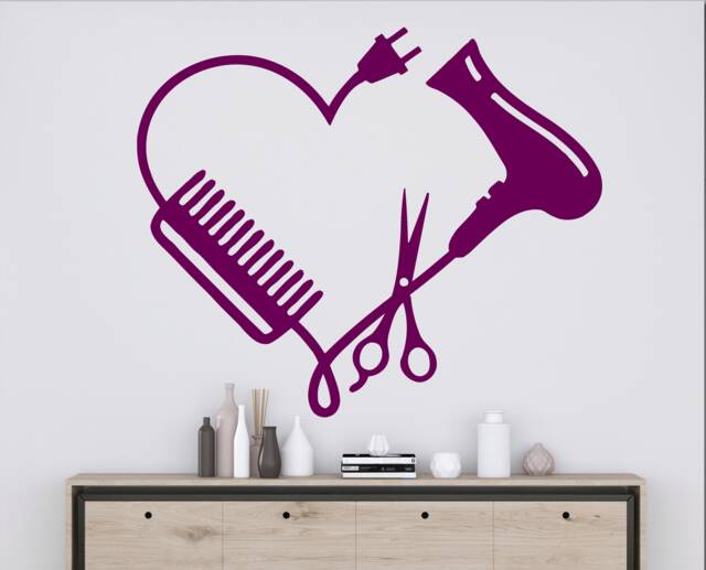 Hair Salon Wall Decal - Barber Shop Scissors Stylist Tools Beauty Decor Hs024 - image 1