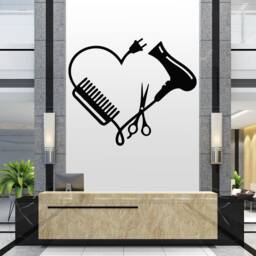 Hair Salon Wall Decal - Barber Shop Scissors Stylist Tools Beauty Decor Hs024 - thumbnail 2