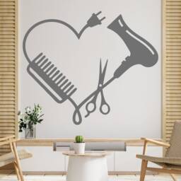 Hair Salon Wall Decal - Barber Shop Scissors Stylist Tools Beauty Decor Hs024 - thumbnail 3