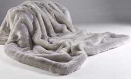 Handmade Silver Grey Faux Fur Throw Blanket, Vegan Suede