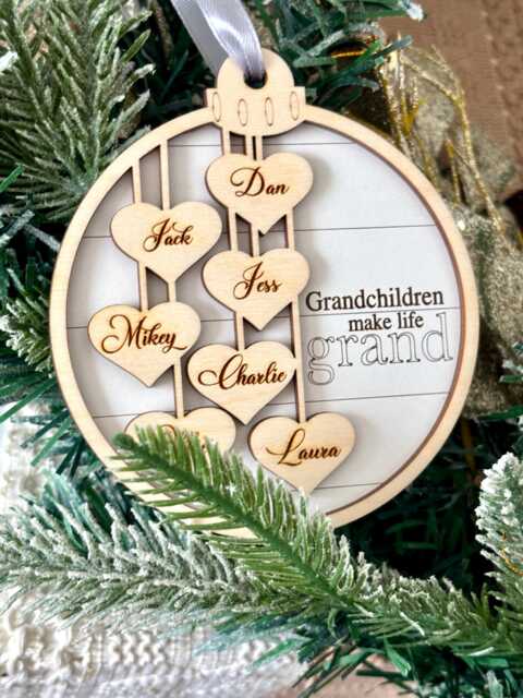 Personalised Bauble Wooden Decoration, Bauble With The Names Of Grandchildren - image 1