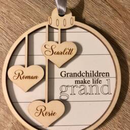 Personalised Bauble Wooden Decoration, Bauble With The Names Of Grandchildren - thumbnail 4