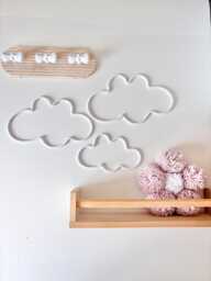 Floating Cloud Wall Decor Set Kids Room Handmade Nursery Art - thumbnail 1