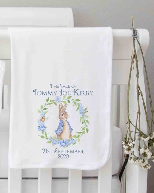 The Tail Of Peter Rabbit , Baby Blanket New Born Gift, Present, Shower New Mum Personalised