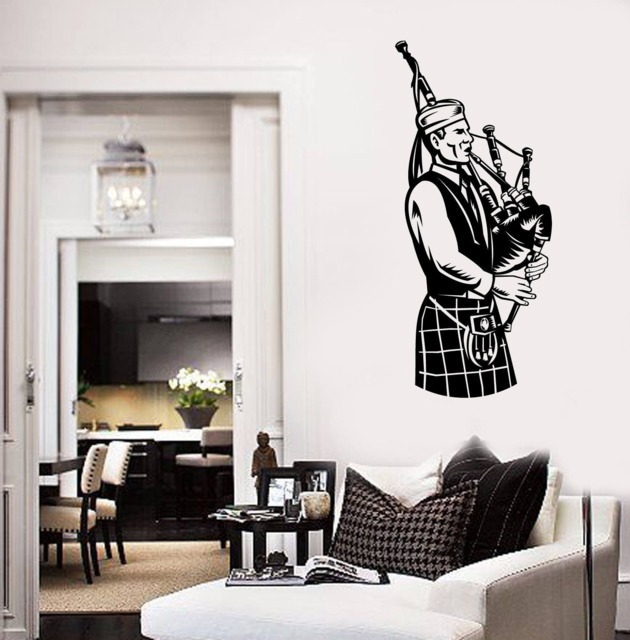 Wall Art Mural Of Scottish Musician Irishman Bagpipes National Music - #2530Dz - image 1