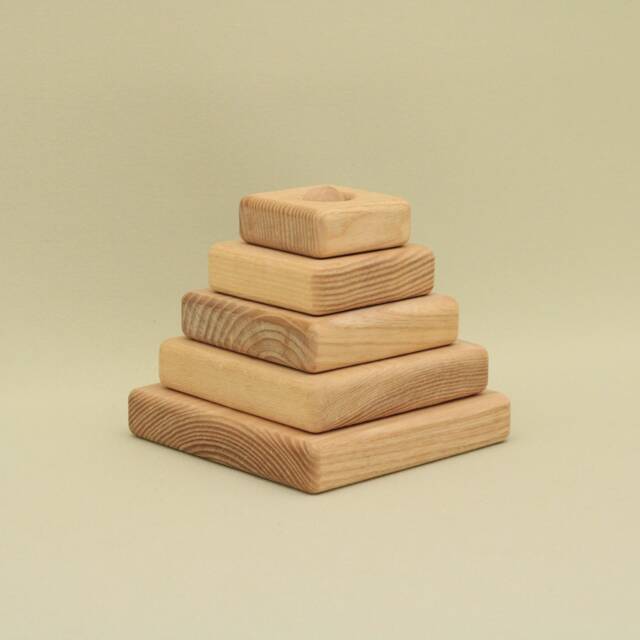 Handmade Wooden Stacking Pyramid Montessori Baby Toy - image 1