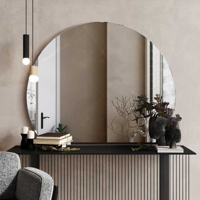 Sleek Frameless Mirror, Luxury Cut Circle Bedroom Elegant Decorative Bathroom Mirror - image 1