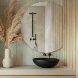 Sleek Frameless Mirror, Luxury Cut Circle Bedroom Elegant Decorative Bathroom Mirror - thumbnail 2