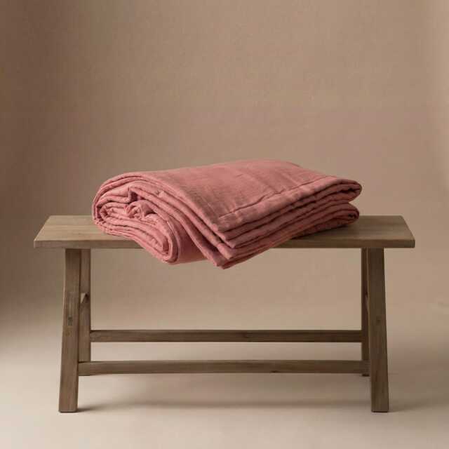Custom Linen Blanket, Natural Bedspread, Cotton Or Wool Fill Quilt Comforter - image 1