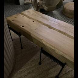 Handmade Rustic Railway Sleeper Coffee Table Reclaimed Wood, Steel Legs - thumbnail 3