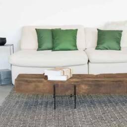 Handmade Rustic Railway Sleeper Coffee Table Reclaimed Wood, Steel Legs - thumbnail 2