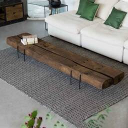 Handmade Rustic Railway Sleeper Coffee Table Reclaimed Wood, Steel Legs