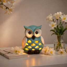 Ceramic Owl Candle Tealight Holder/Indoor Home Decorative Small Animal Desk Shelf Ornament - thumbnail 1