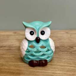 Ceramic Owl Candle Tealight Holder/Indoor Home Decorative Small Animal Desk Shelf Ornament - thumbnail 2
